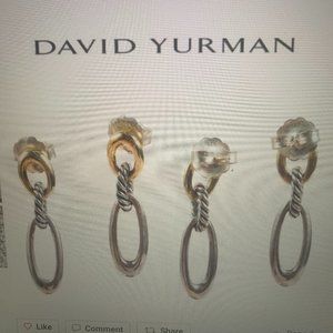David Yurman 18k Gold and sterling silver oval loop "figaro" drop earrin…